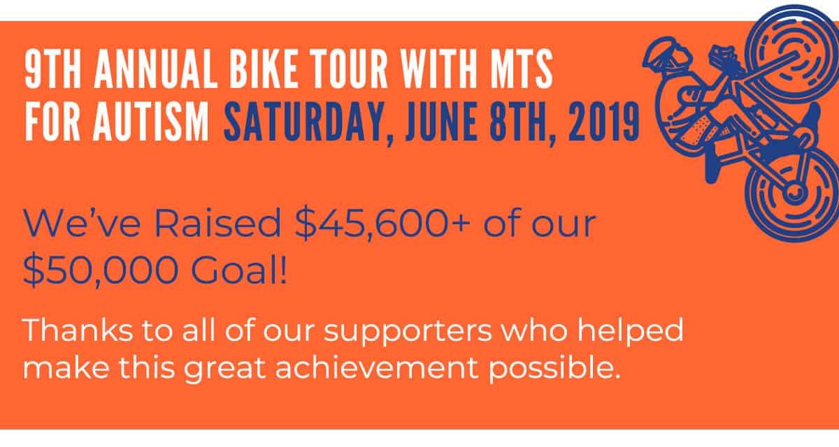 We’ve Raised $45,600 of our $50,000 Goal: 9th Annual Bike Tour with MTS for Autism – More Than Shipping
